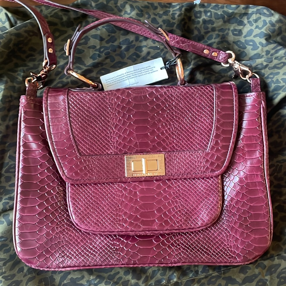 Rebecca Minkoff Plum Snakeskin Covet Top Handle Bag